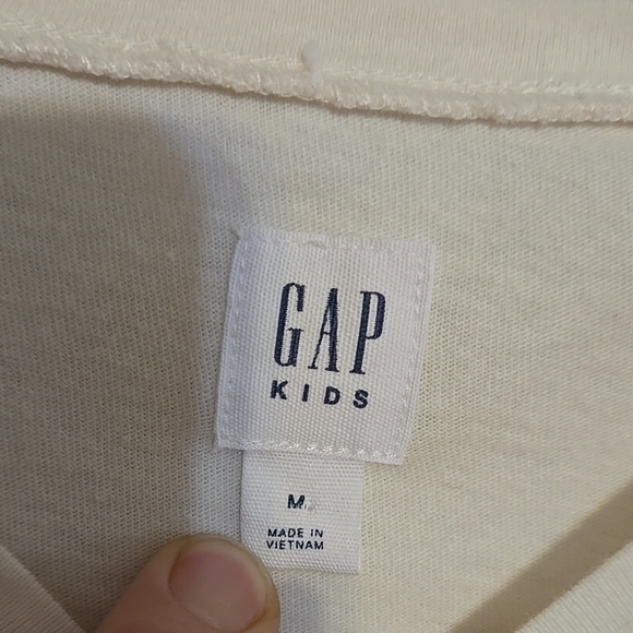 GAP Kids Beige Long Sleeve Shirt with Sequin Smiley Face - Picture 2 of 8